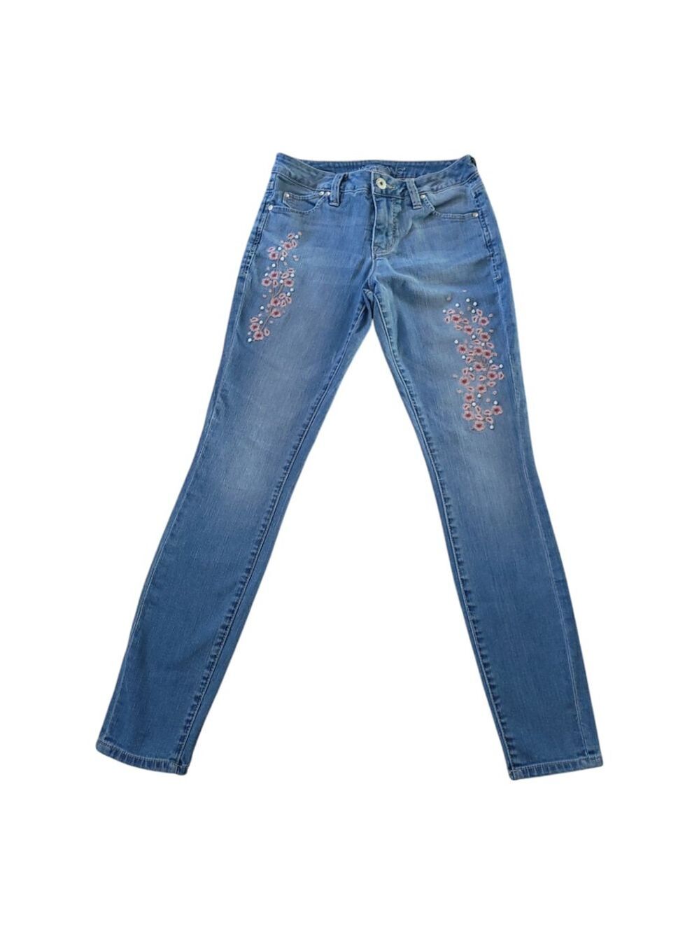 JAG Skinny Jeans 2/26 Blue Floral Embroidery